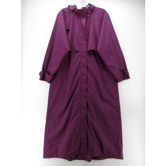 VINTAGE LL Bean Jacket Medium Rain Coat Trench Vented Hoodie 90s - Picture 1 of 11